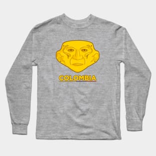An ancient colombian indigenous representation of human face Long Sleeve T-Shirt